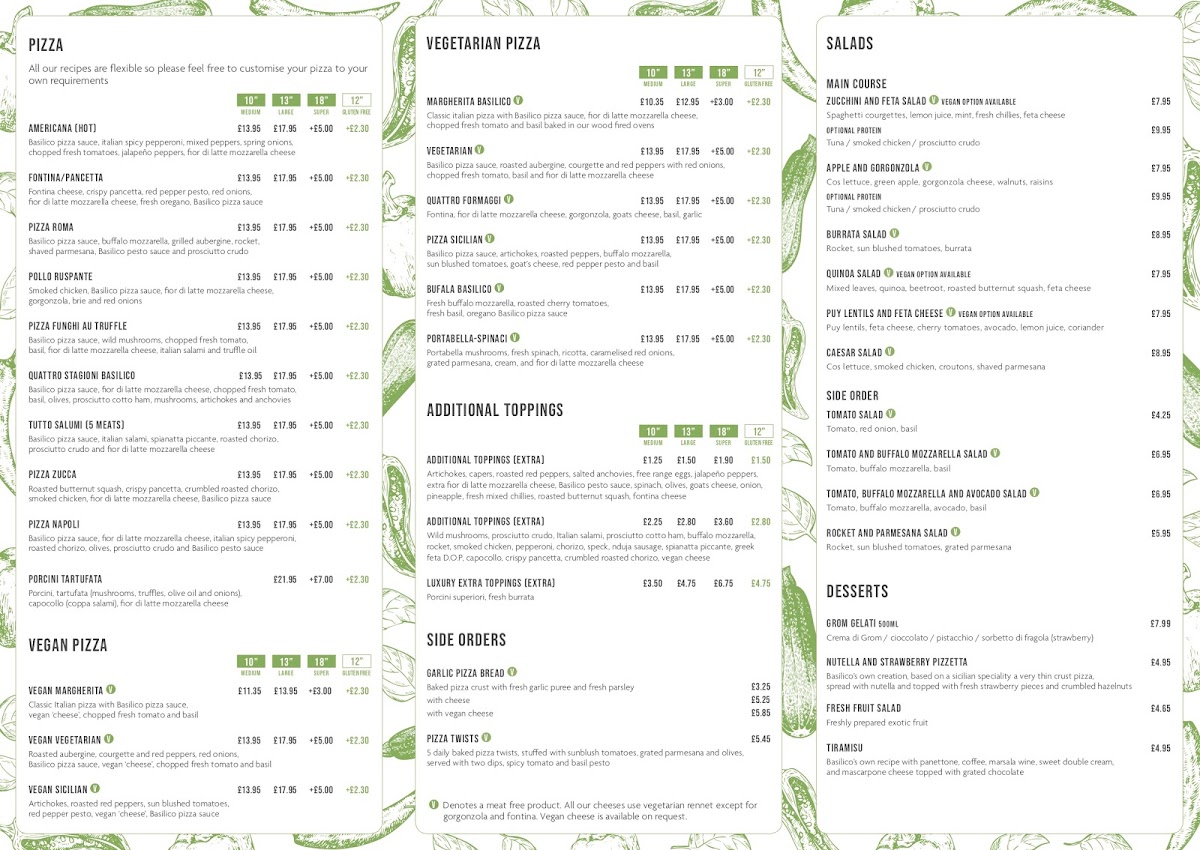 Menu Basilico Marylebone-4